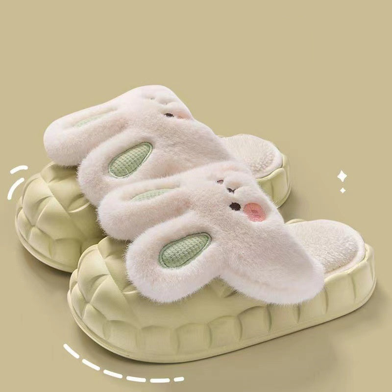 Cute Rabbit Shoes Winter Fuzzy Slippers Women Detachable Washable House Shoes - 𝓢𝓱𝓸𝓹𝓵𝓮𝓬𝔂