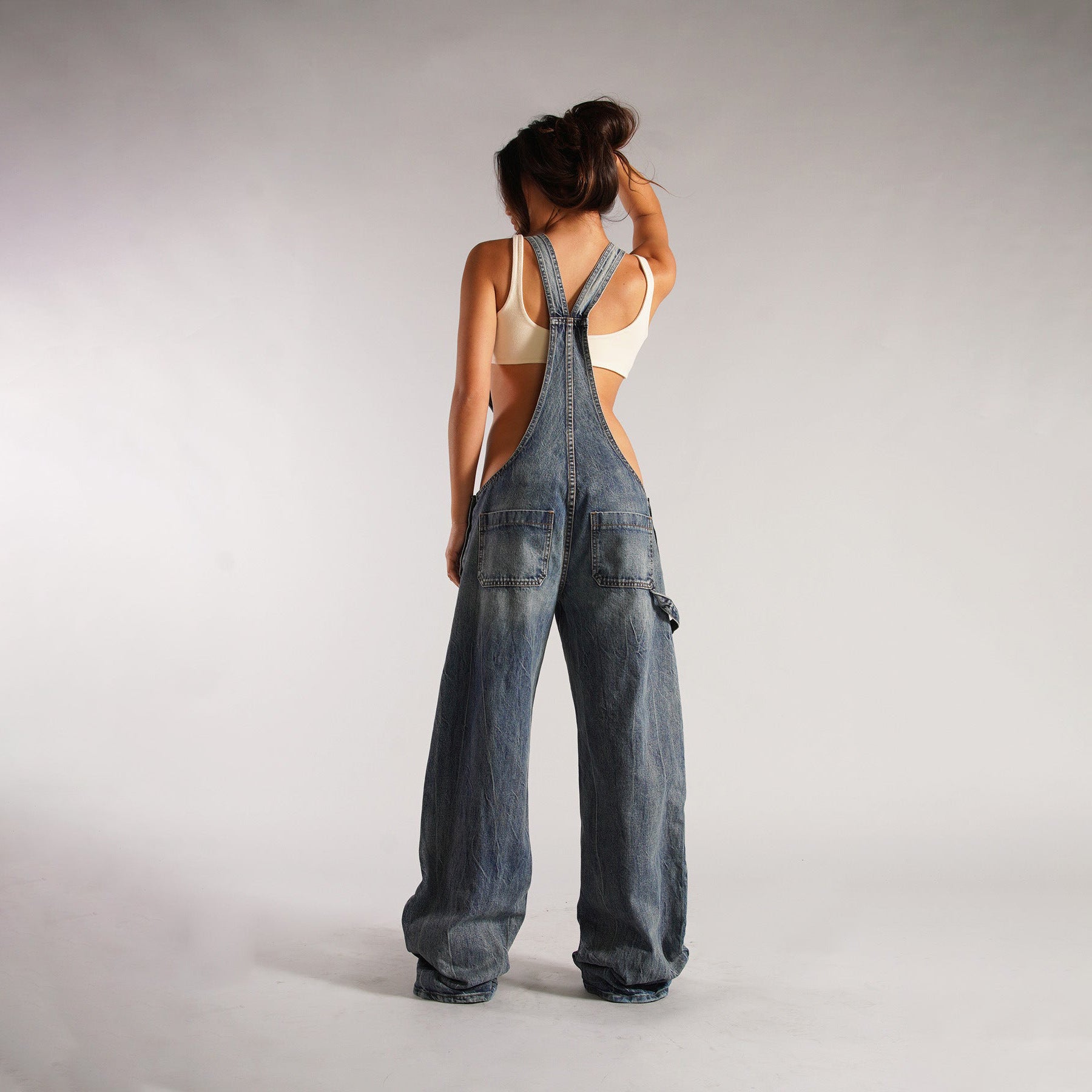 Y2K Zipper Denim Overalls With Pockets Fashion Loose Suspender Jumpsuit Streetwear Jeans Pants Womens Clothing - 𝓢𝓱𝓸𝓹𝓵𝓮𝓬𝔂