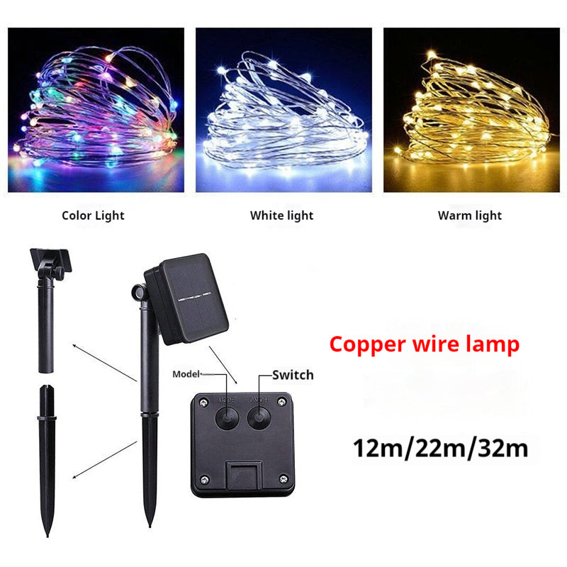 LED Solar Copper Wire Lamp Eight Function Light String