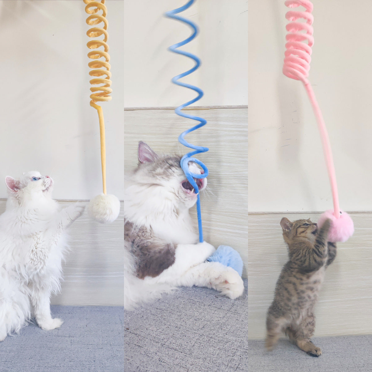 Cat Toy Self-Hi Sucker Spring Rabbit Hair Ball Interactive Play Pet Supplies Interactive Toys - 𝓢𝓱𝓸𝓹𝓵𝓮𝓬𝔂