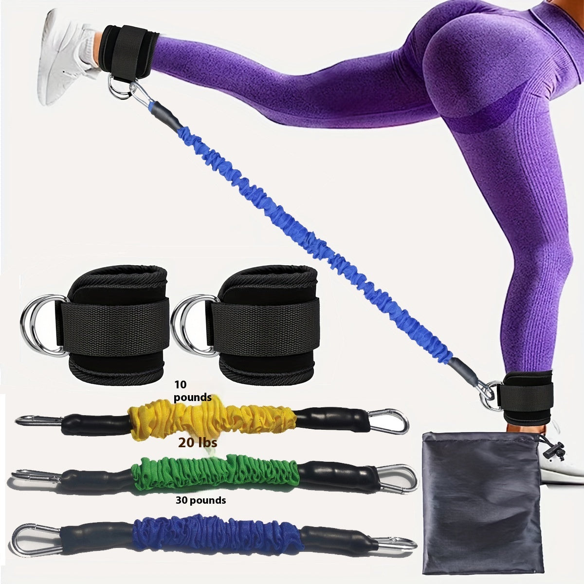 Ankle Strap Resistance Bands Hip Leg Strength Pull Rope Fitness Elastic Training Home Yoga Pilate Crossfit Workout Gym Equipment - 𝓢𝓱𝓸𝓹𝓵𝓮𝓬𝔂