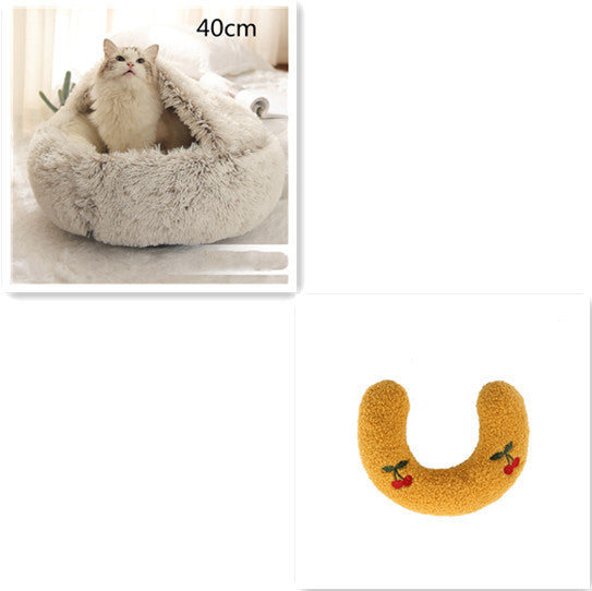 2 In 1 Dog And Cat Bed Pet Winter Bed Round Plush Warm Bed House Soft Long Plush Pets Bed Pet Products - 𝓢𝓱𝓸𝓹𝓵𝓮𝓬𝔂