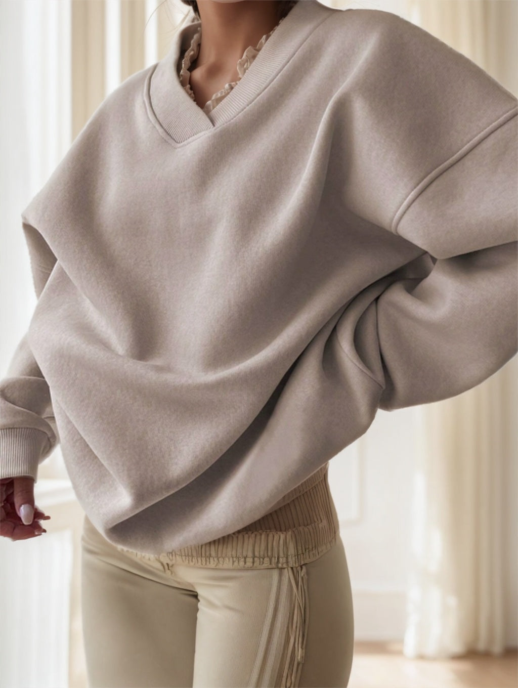 Women's Solid Color Oversized Drop Shoulder Sweatshirt - 𝓢𝓱𝓸𝓹𝓵𝓮𝓬𝔂