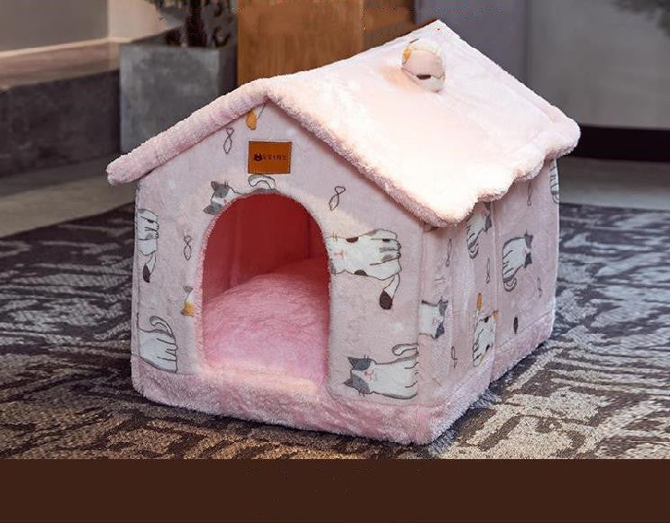 Foldable Dog House Pet Cat Bed Winter Dog Villa Sleep Kennel Removable Nest Warm Enclosed Cave Sofa Pets Supplies - 𝓢𝓱𝓸𝓹𝓵𝓮𝓬𝔂