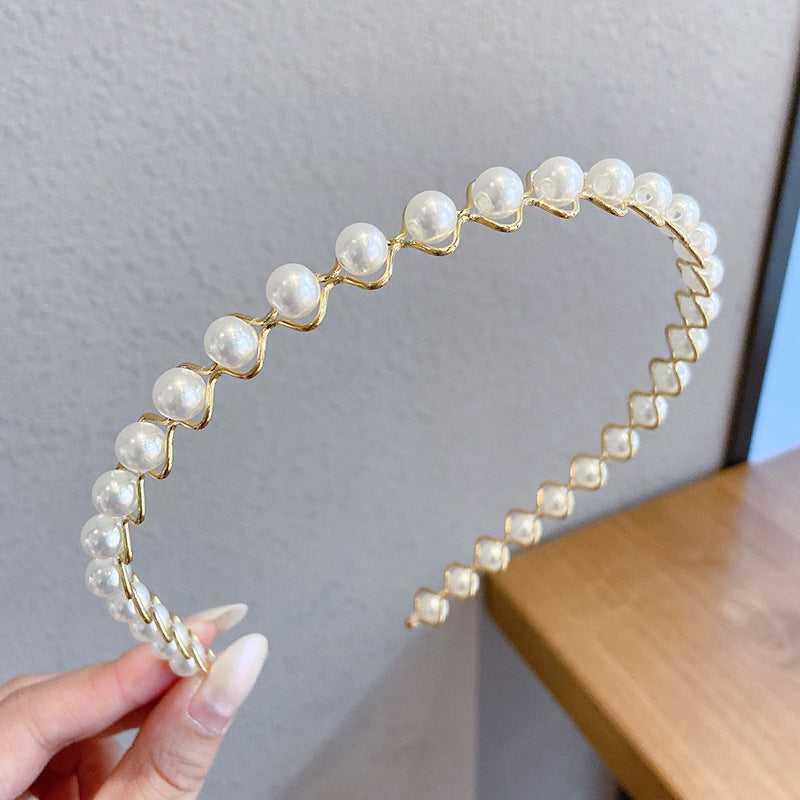 Sen Simple Pearl Thin Headband Hair Accessories Headband - 𝓢𝓱𝓸𝓹𝓵𝓮𝓬𝔂
