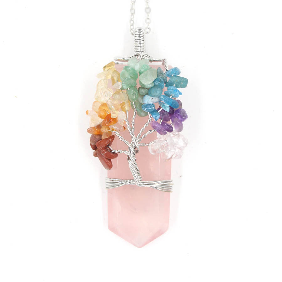 Crystal Column Tree Of Life Winding Pendant Necklace - 𝓢𝓱𝓸𝓹𝓵𝓮𝓬𝔂