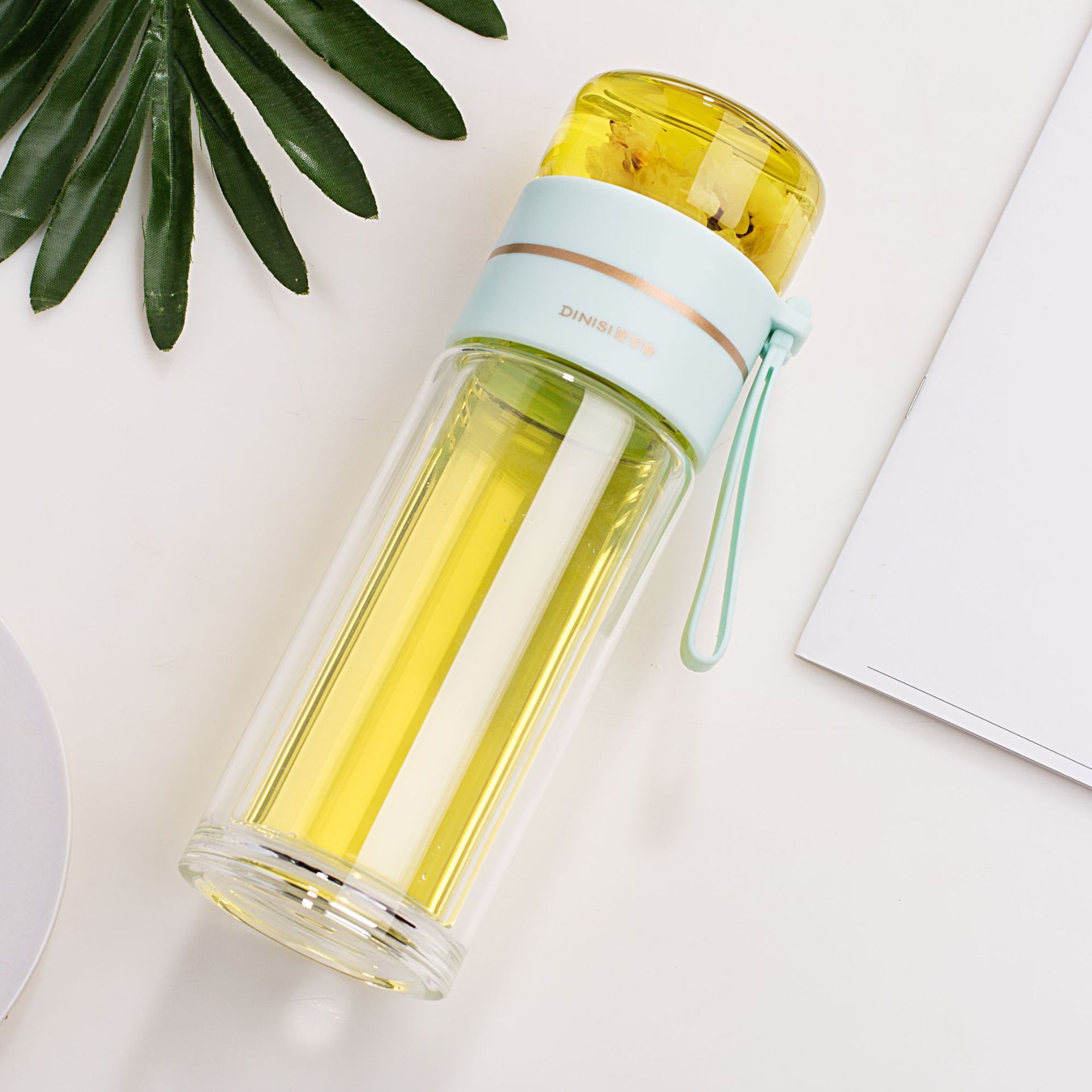 Glass Water Bottle With Tea Infuser Filter Tea Separation Double Wall Glass Bottle Leakproof Water Bottle - 𝓢𝓱𝓸𝓹𝓵𝓮𝓬𝔂