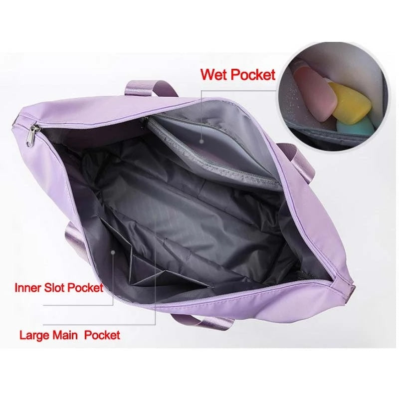 Foldable Storage Travel Bag Waterproof Large Capacity Gym Fitness Bag Weekender Overnight For Women - 𝓢𝓱𝓸𝓹𝓵𝓮𝓬𝔂