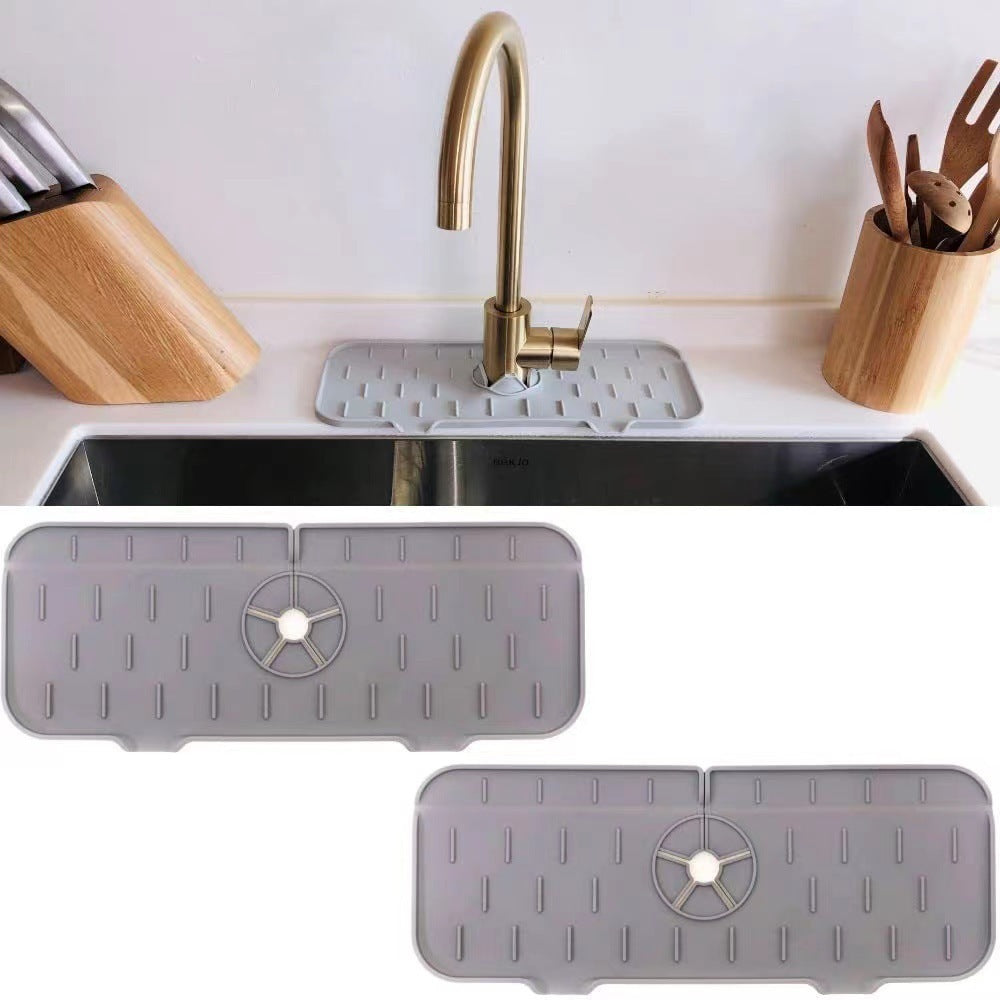 Kitchen Silicone  Faucet Absorbent Mat Sink Splash Guard Silicone Faucet Splash Catcher Countertop Protector For Bathroom Kitchen Gadgets - 𝓢𝓱𝓸𝓹𝓵𝓮𝓬𝔂