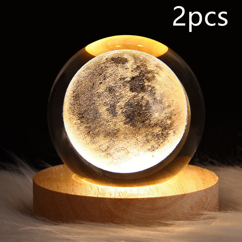LED Night Light Galaxy Crystal Ball Table Lamp 3D Planet Moon Lamp Bedroom Home Decor For Kids Party Children Birthday Gifts - 𝓢𝓱𝓸𝓹𝓵𝓮𝓬𝔂