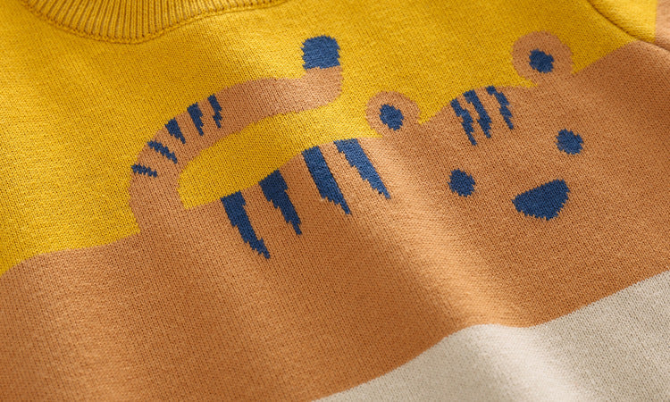 Abstract Cartoon Jacquard Double Layer Sweater For Boys - 𝓢𝓱𝓸𝓹𝓵𝓮𝓬𝔂