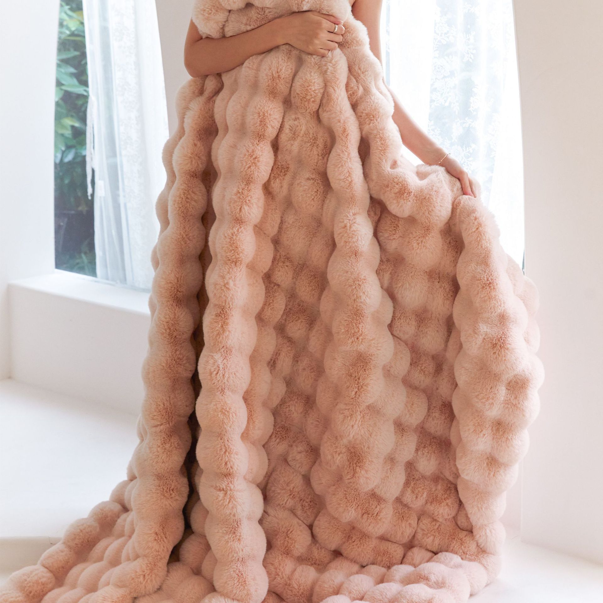 Polyester Carpet Rabbit Bubble Velvet Thickened Nap Blanket Quilt - 𝓢𝓱𝓸𝓹𝓵𝓮𝓬𝔂