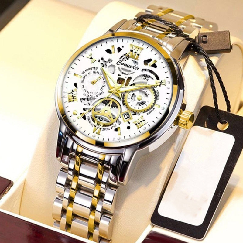 Fashion Jewelry Hollow Men's Watch Men's Waterproof Luminous Calendar - 𝓢𝓱𝓸𝓹𝓵𝓮𝓬𝔂