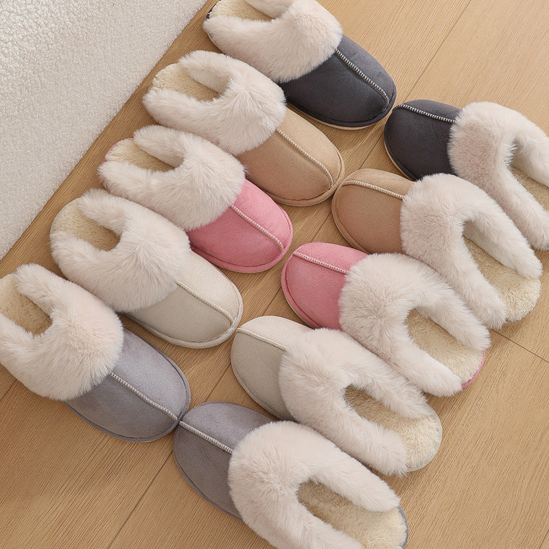 Winter Warm Plush Home Slippers Indoor Fur Slippers Women Soft Lined Cotton Shoes Comfy Non-Slip Bedroom Fuzzy House Shoes Women Couple - 𝓢𝓱𝓸𝓹𝓵𝓮𝓬𝔂