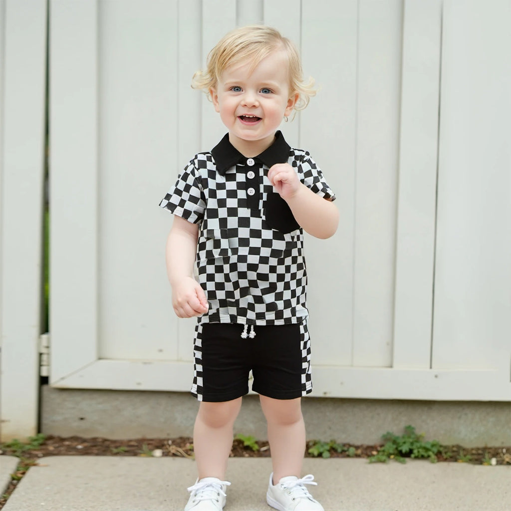 Boys' Checkered Lapel Shorts Suit - 𝓢𝓱𝓸𝓹𝓵𝓮𝓬𝔂