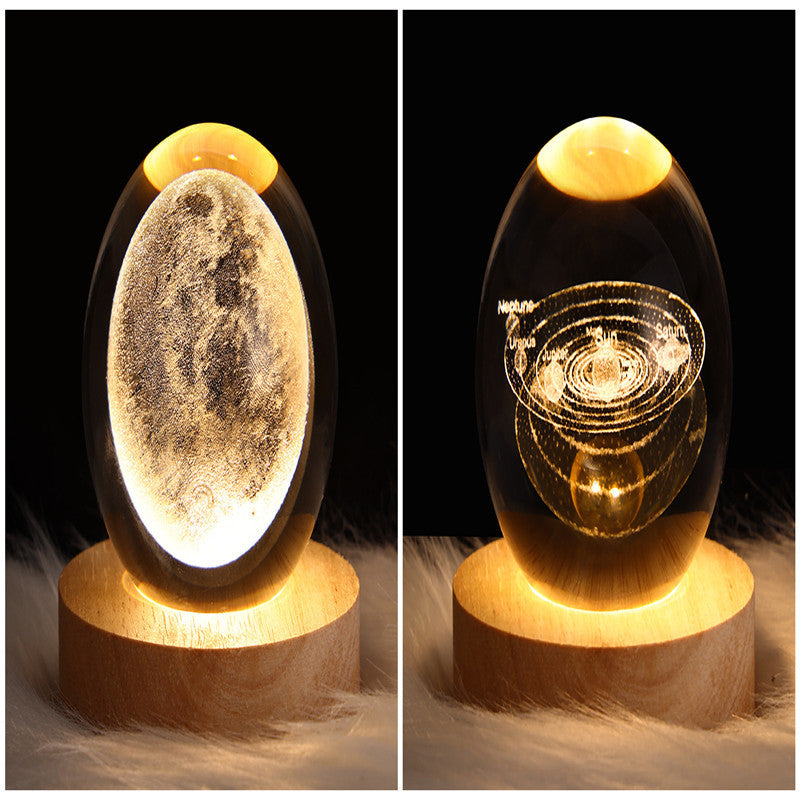 LED Night Light Galaxy Crystal Ball Table Lamp 3D Planet Moon Lamp Bedroom Home Decor For Kids Party Children Birthday Gifts - 𝓢𝓱𝓸𝓹𝓵𝓮𝓬𝔂