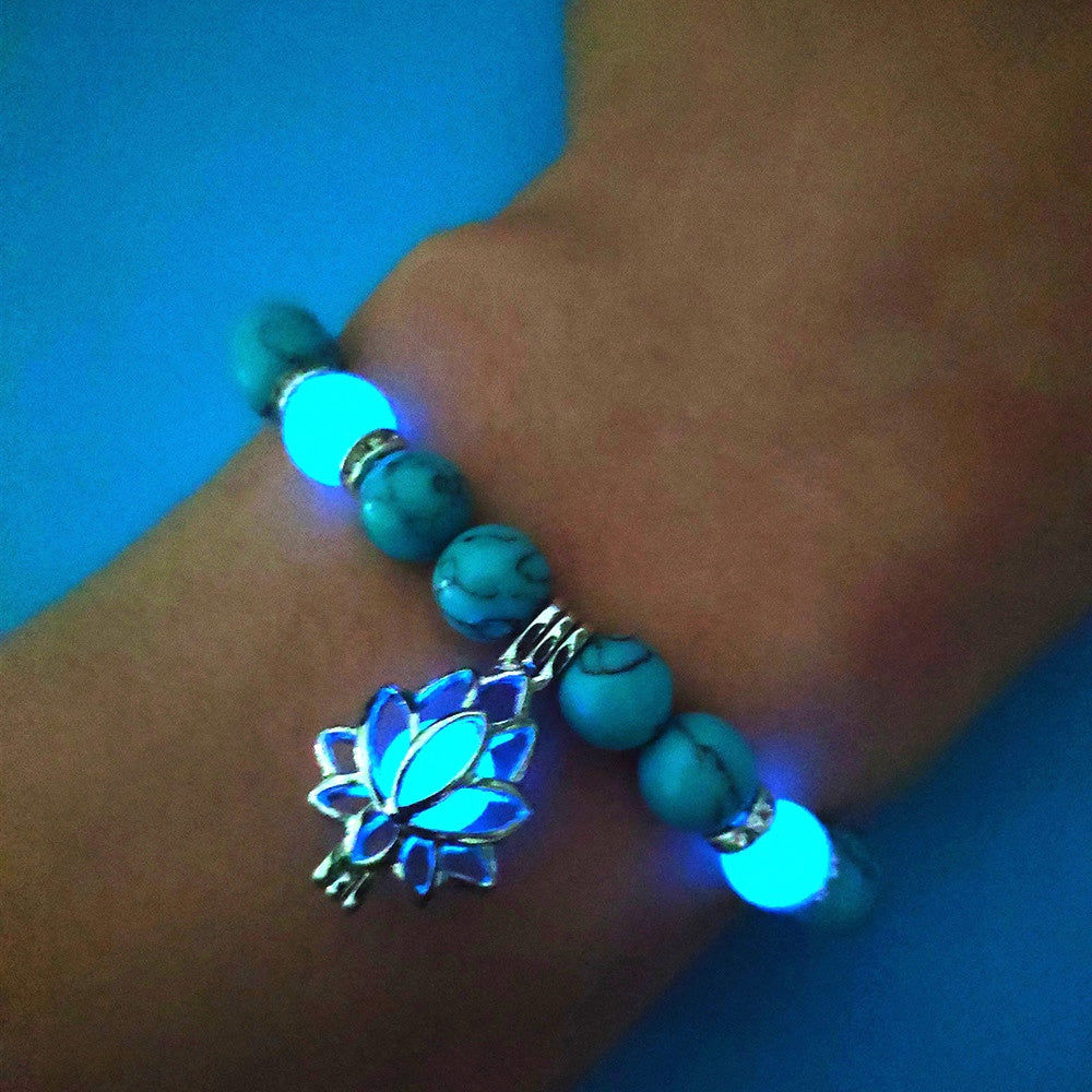 Energy Luminous Lotus Natural Stone Bracelet Yoga Healing Luminous Glow In The Dark Charm Beads Bracelet For Men Women Prayer Buddhism - 𝓢𝓱𝓸𝓹𝓵𝓮𝓬𝔂