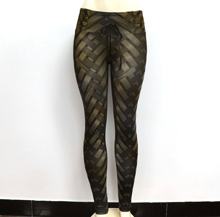 High Waist Iron Weave Print Push Up Yoga Workout Leggings - 𝓢𝓱𝓸𝓹𝓵𝓮𝓬𝔂