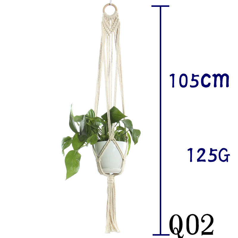 Flower Pot Net Bag Beige Cotton Rope Indoor Plant Hanger Hanging Basket Sling - 𝓢𝓱𝓸𝓹𝓵𝓮𝓬𝔂