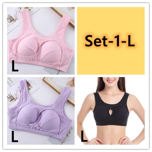 Plus Size Women Bra Ladies Cotton Quake-Proof Underwear Sleep Tops No Buckles Non Wire Lingerie With Removable Padded - 𝓢𝓱𝓸𝓹𝓵𝓮𝓬𝔂