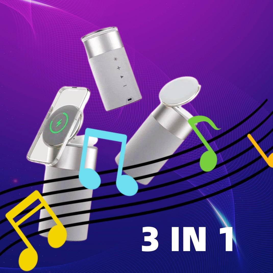 3 In 1 Multi-Function IPhone And AirPods Wireless Charger Portable Bluetooth Speaker With Touch Lamp For Home And Office - 𝓢𝓱𝓸𝓹𝓵𝓮𝓬𝔂