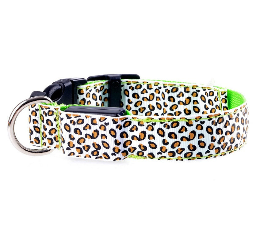 LED Dog Collar Safety Adjustable Nylon Leopard Pet Collar - 𝓢𝓱𝓸𝓹𝓵𝓮𝓬𝔂