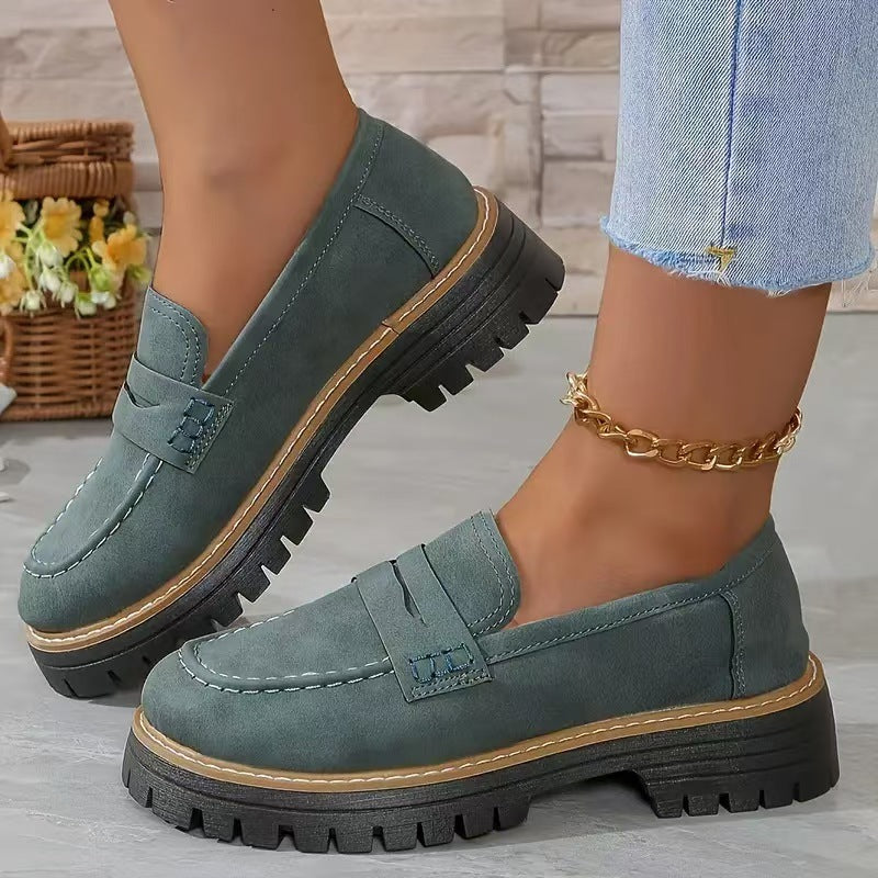 Leisure Matte British Style Women's Shoes Chunky Heel Platform - 𝓢𝓱𝓸𝓹𝓵𝓮𝓬𝔂