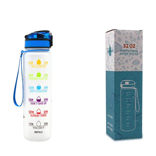 1L Tritan Water Bottle With Time Marker Bounce Cover Motivational Water Bottle Cycling Leakproof Cup For Sports Fitness Bottles - 𝓢𝓱𝓸𝓹𝓵𝓮𝓬𝔂
