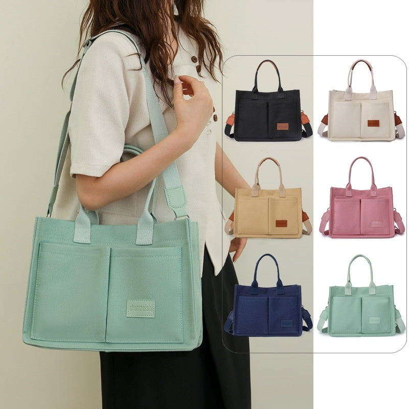 Casual Daily Canvas Tote Shoulder Bags Women Mommy Bag Large Capacity Messenger Multi Pocket Crossbody Chic Reusable Hand Bag - 𝓢𝓱𝓸𝓹𝓵𝓮𝓬𝔂