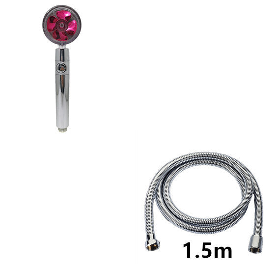 Propeller Driven Shower Head With Stop Button And Cotton Filter Turbocharged High Pressure Handheld Shower Nozzle 