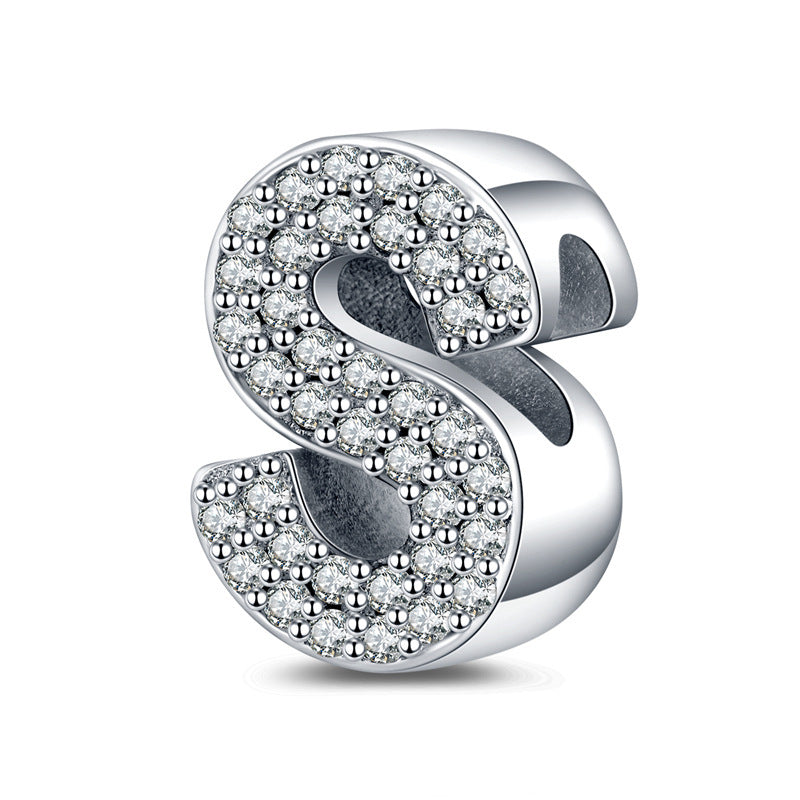 Twenty-six Letter Beads White Copper Silver Plated Beaded Braceletnecklace Ornament - 𝓢𝓱𝓸𝓹𝓵𝓮𝓬𝔂