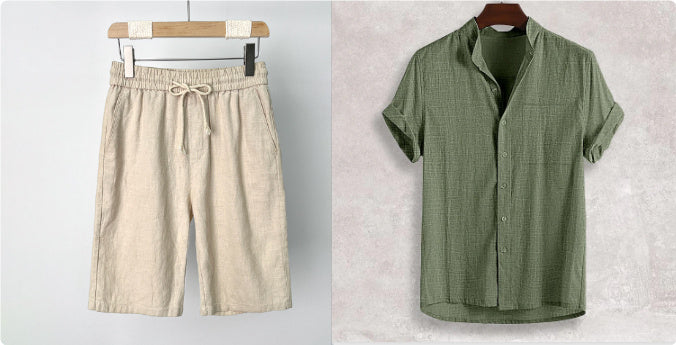 Men's Stand Collar Cotton Cardigan Short Sleeve Thin - 𝓢𝓱𝓸𝓹𝓵𝓮𝓬𝔂