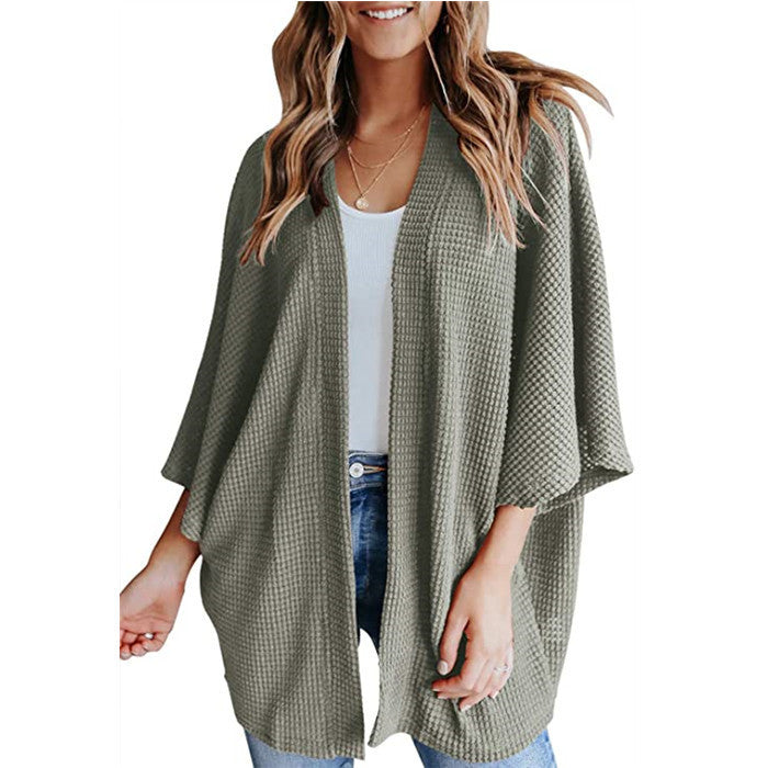 Bat Sleeve Waffle Gerson Women's Cardigan - 𝓢𝓱𝓸𝓹𝓵𝓮𝓬𝔂