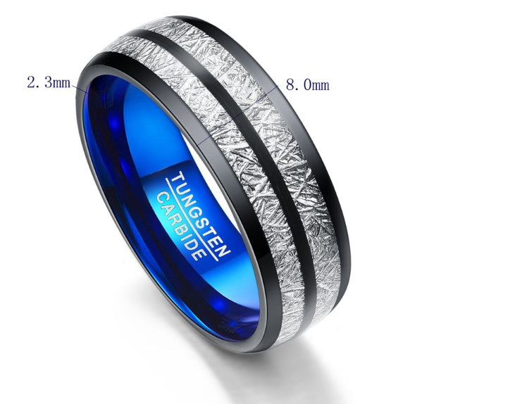 Wedding Band 8mm Width Men Women Rings Accessories Black Blue Tungsten Carbide Rings Couple Anillos Fashion Jewelry - 𝓢𝓱𝓸𝓹𝓵𝓮𝓬𝔂