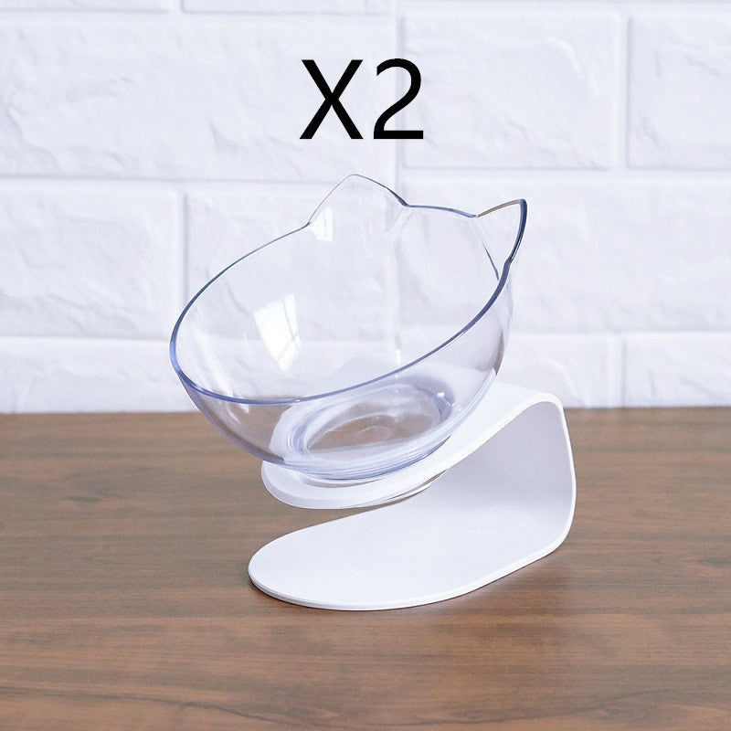 Non Slip Double Cat Bowl With Raised Stand Pet Food Cat Feeder Protect Cervical Vertebra Dog Bowl Transparent Pet Products - 𝓢𝓱𝓸𝓹𝓵𝓮𝓬𝔂