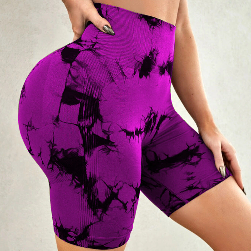 Tie-dye Printed Yoga Pants Summer Quick-drying Fitness Shorts Sexy High-waisted Hip-lifting Leggings Women Pants - 𝓢𝓱𝓸𝓹𝓵𝓮𝓬𝔂