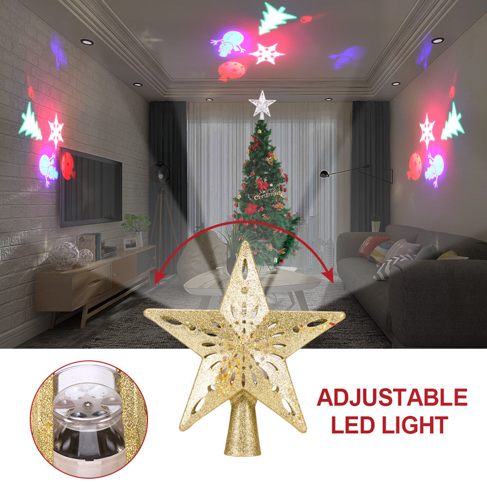 Christmas Tree Top Light Star Snowflake Shape LED Laser Projector Lights Christmas Tree Ornament - 𝓢𝓱𝓸𝓹𝓵𝓮𝓬𝔂