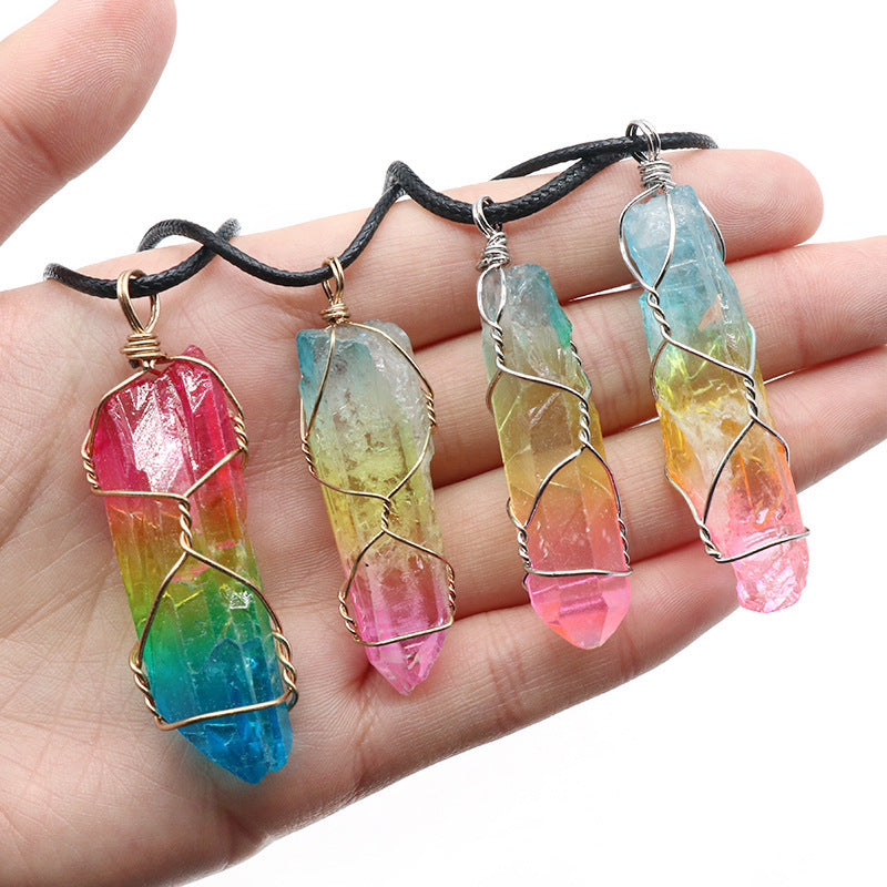 Hot Selling Stone Crystal Pillar Tree Of Life Pendant Ins Fashion Necklace - 𝓢𝓱𝓸𝓹𝓵𝓮𝓬𝔂