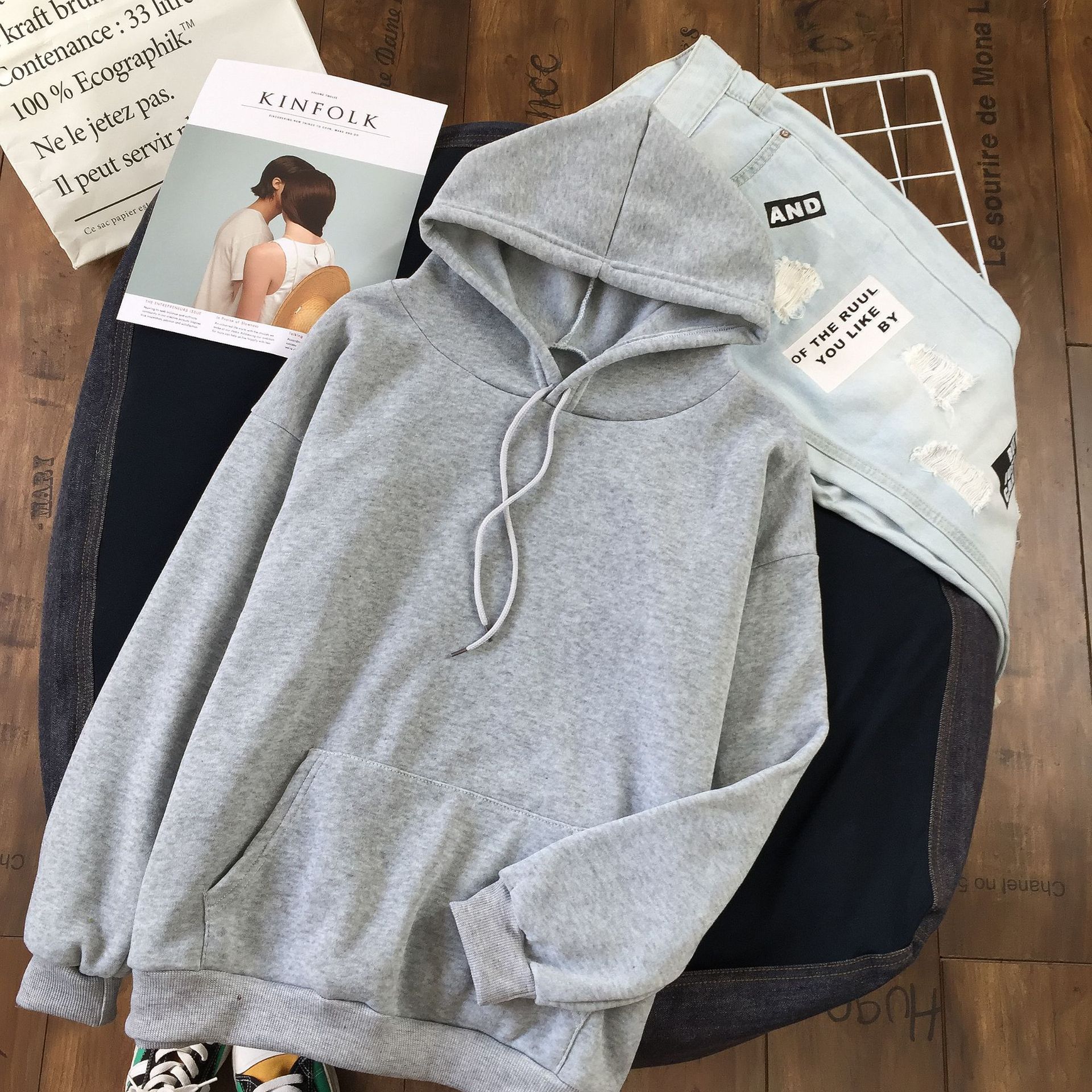 Long Sleeve Solid Color Hooded Sweater Couple - 𝓢𝓱𝓸𝓹𝓵𝓮𝓬𝔂