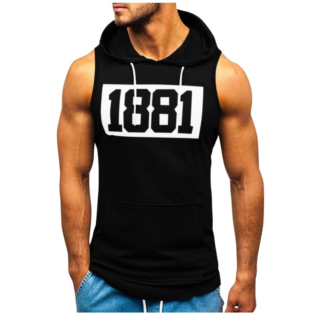 Men's Sleeveless Vest Letter Printed Hoodie Sports Tops - 𝓢𝓱𝓸𝓹𝓵𝓮𝓬𝔂