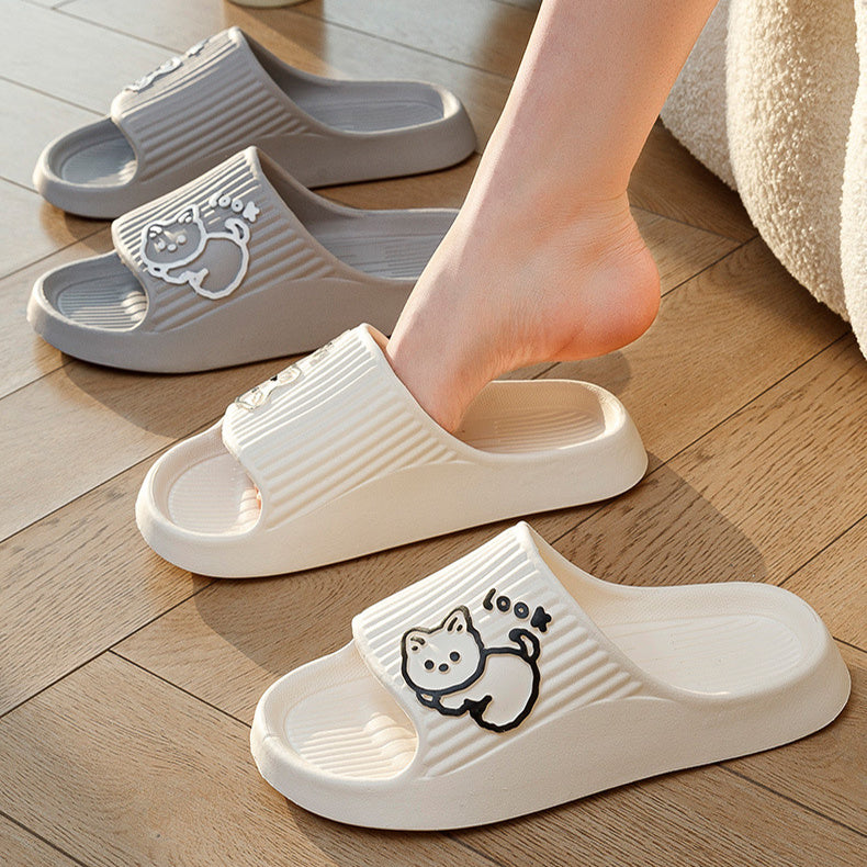 Cute Cat Slippers Summer Women Home Shoes Bath Thick Platform Non-Slip Slides Indoor Outdoor - 𝓢𝓱𝓸𝓹𝓵𝓮𝓬𝔂