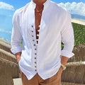 Retro Button Design Long-sleeved Shirt Men's Casual Loose Top Mens Clothing - 𝓢𝓱𝓸𝓹𝓵𝓮𝓬𝔂