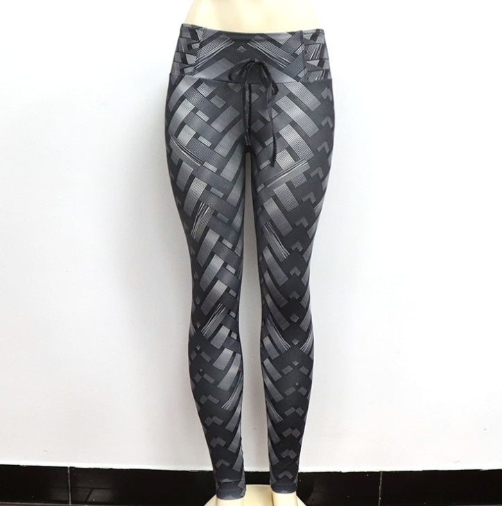 High Waist Iron Weave Print Push Up Yoga Workout Leggings - 𝓢𝓱𝓸𝓹𝓵𝓮𝓬𝔂
