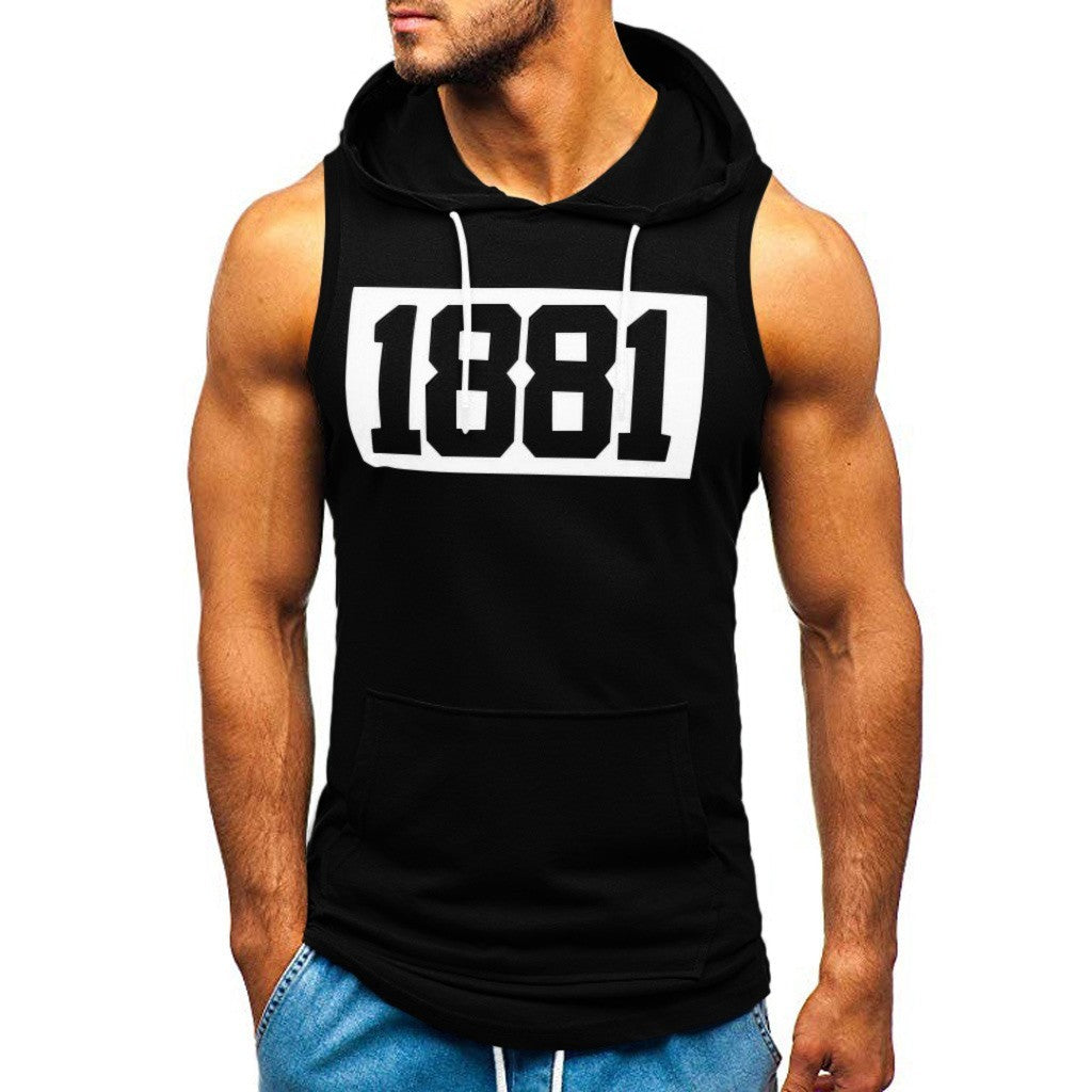 Men's Sleeveless Vest Letter Printed Hoodie Sports Tops - 𝓢𝓱𝓸𝓹𝓵𝓮𝓬𝔂