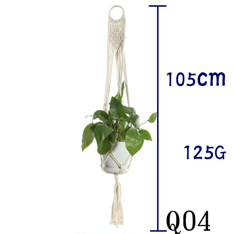 Flower Pot Net Bag Beige Cotton Rope Indoor Plant Hanger Hanging Basket Sling - 𝓢𝓱𝓸𝓹𝓵𝓮𝓬𝔂