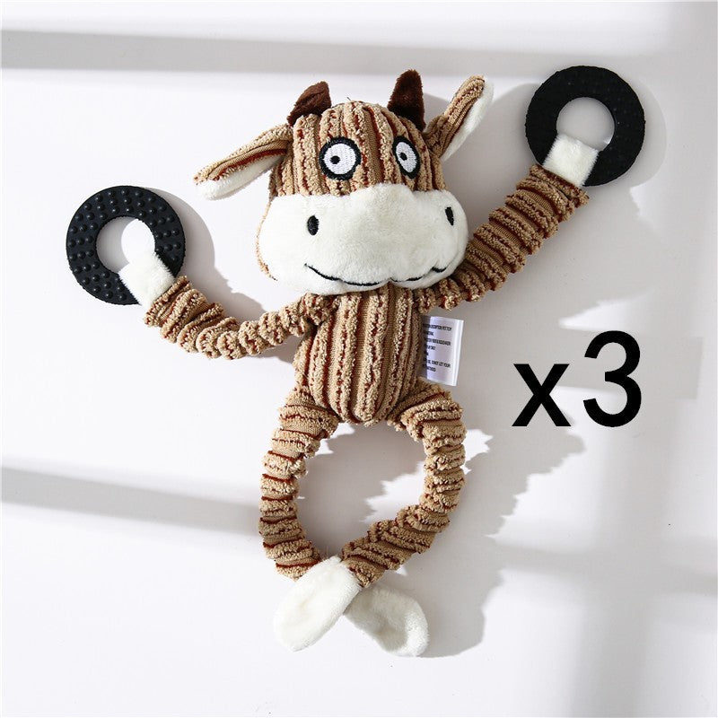 Pet Toy Donkey Shape Corduroy Chew Toy For Dogs Puppy Squeaker Squeaky Plush Bone Molar Dog Toy Pet Training Dog - 𝓢𝓱𝓸𝓹𝓵𝓮𝓬𝔂