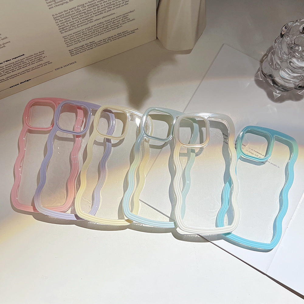 Wave Border Mobile Phone Case Solid Color Simple Candy Color - 𝓢𝓱𝓸𝓹𝓵𝓮𝓬𝔂