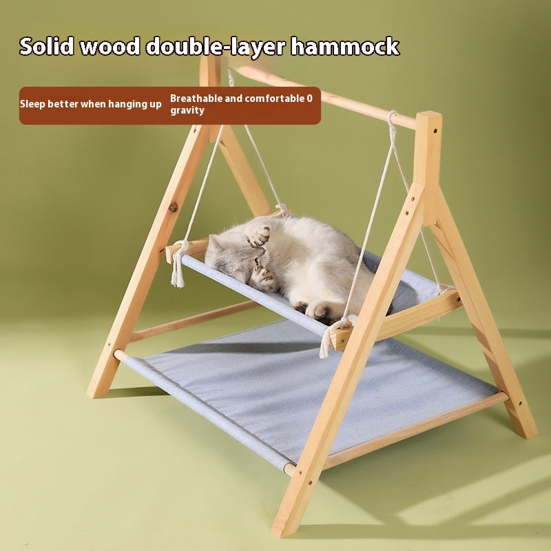 Pet Cat Hammock Double-layer Four Seasons Universal Wooden Cat Nest - 𝓢𝓱𝓸𝓹𝓵𝓮𝓬𝔂