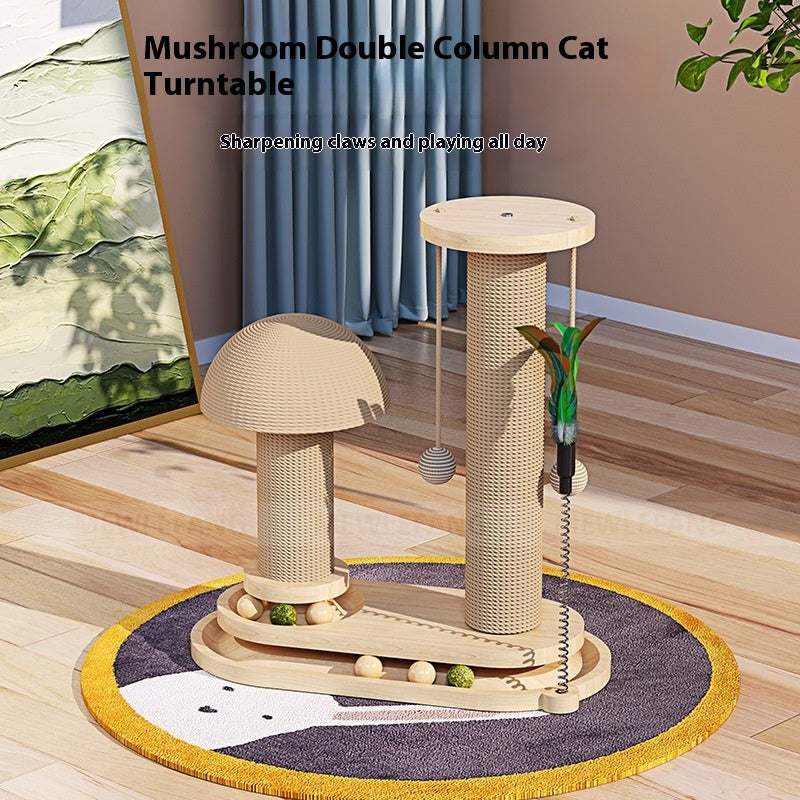 Solid Wood Cat Turntable Scratching Post Durable Toy - 𝓢𝓱𝓸𝓹𝓵𝓮𝓬𝔂