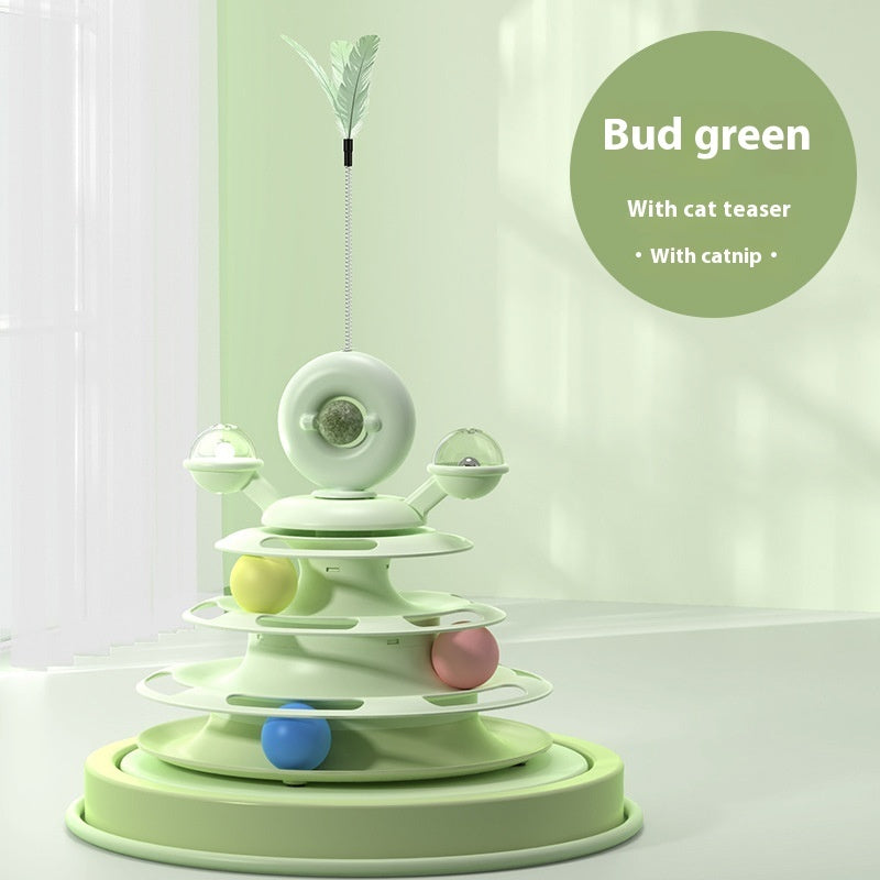 4 Levels Cat Toy Tower Turntable Roller Balls Toys Interactive Intelligence Pets Toys Training Track Puzzle Funny Games Accessories Pet Products - 𝓢𝓱𝓸𝓹𝓵𝓮𝓬𝔂